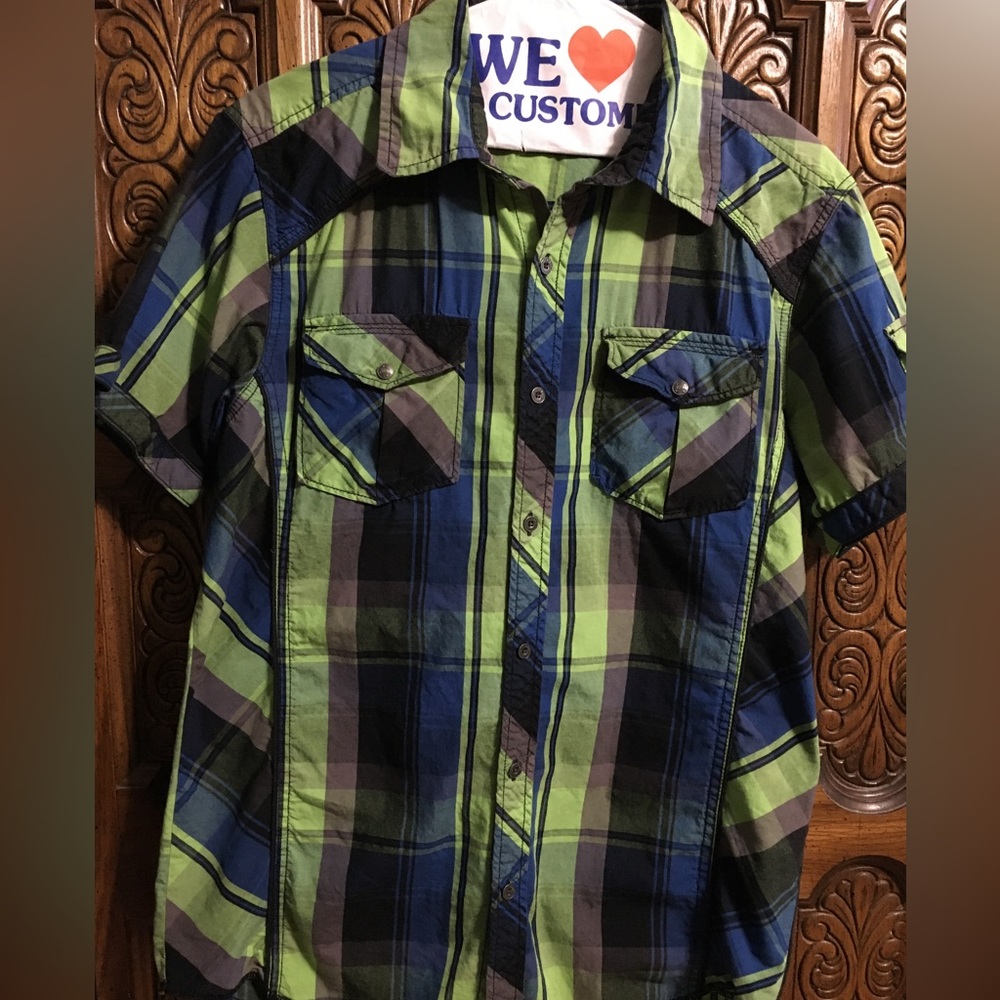 Mens REBEL & SOUL 💀 plaid shirt.